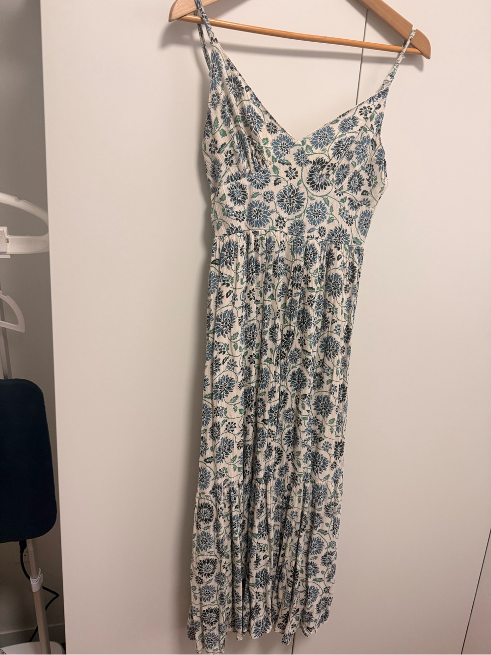 Japna Cream Maxi Dress with Blue Floral Print